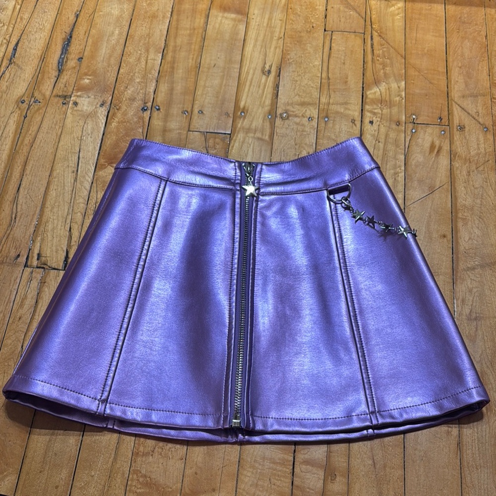 Purple Metallic Mini Skirt